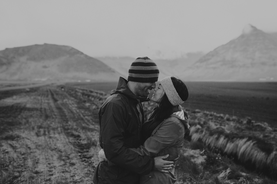 Engagement photo in rain