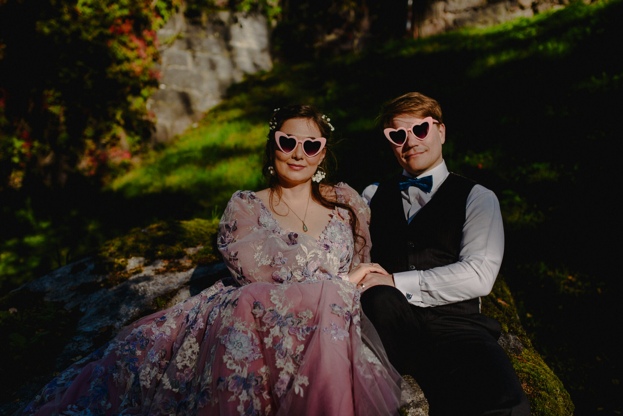 Pink wedding dress post-wedding portraits